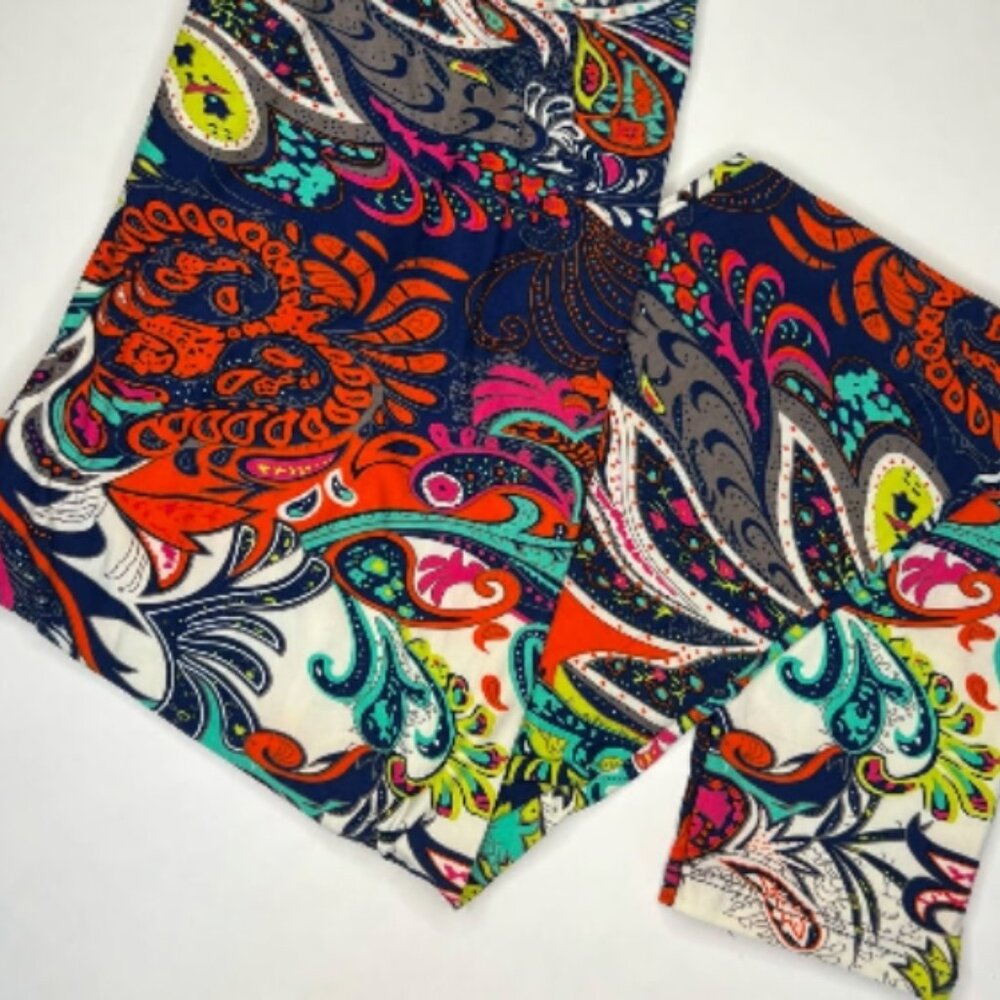 New Women's Colorful Paisley Buttery Soft Full Length Leggings Plus Size 10-18